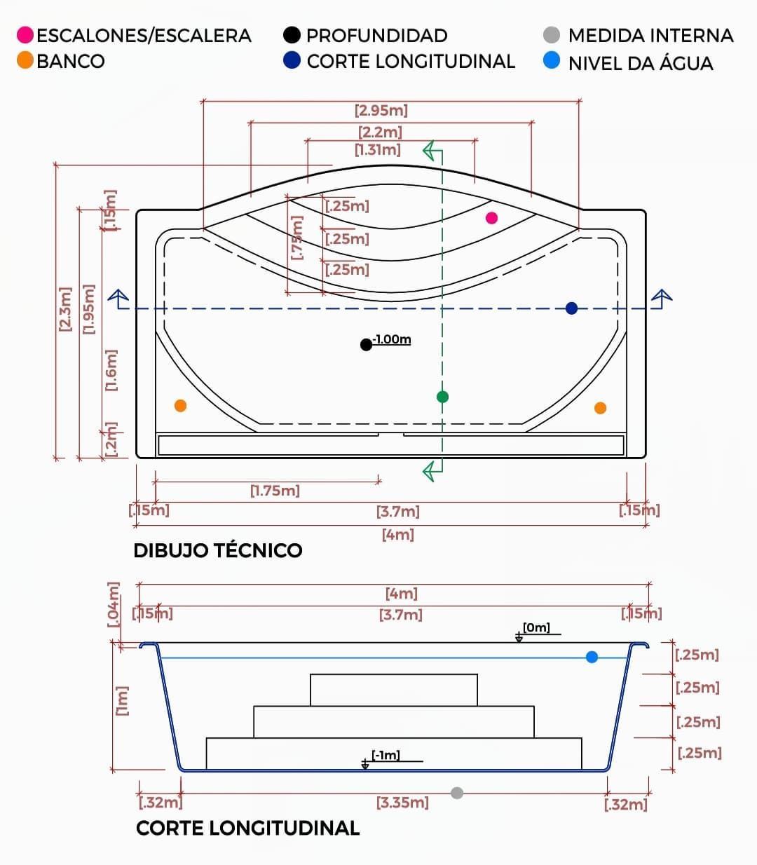 PISCINA ILHA DO MEL 4.00 x 2.30 x 1.00 M - Imagen 5